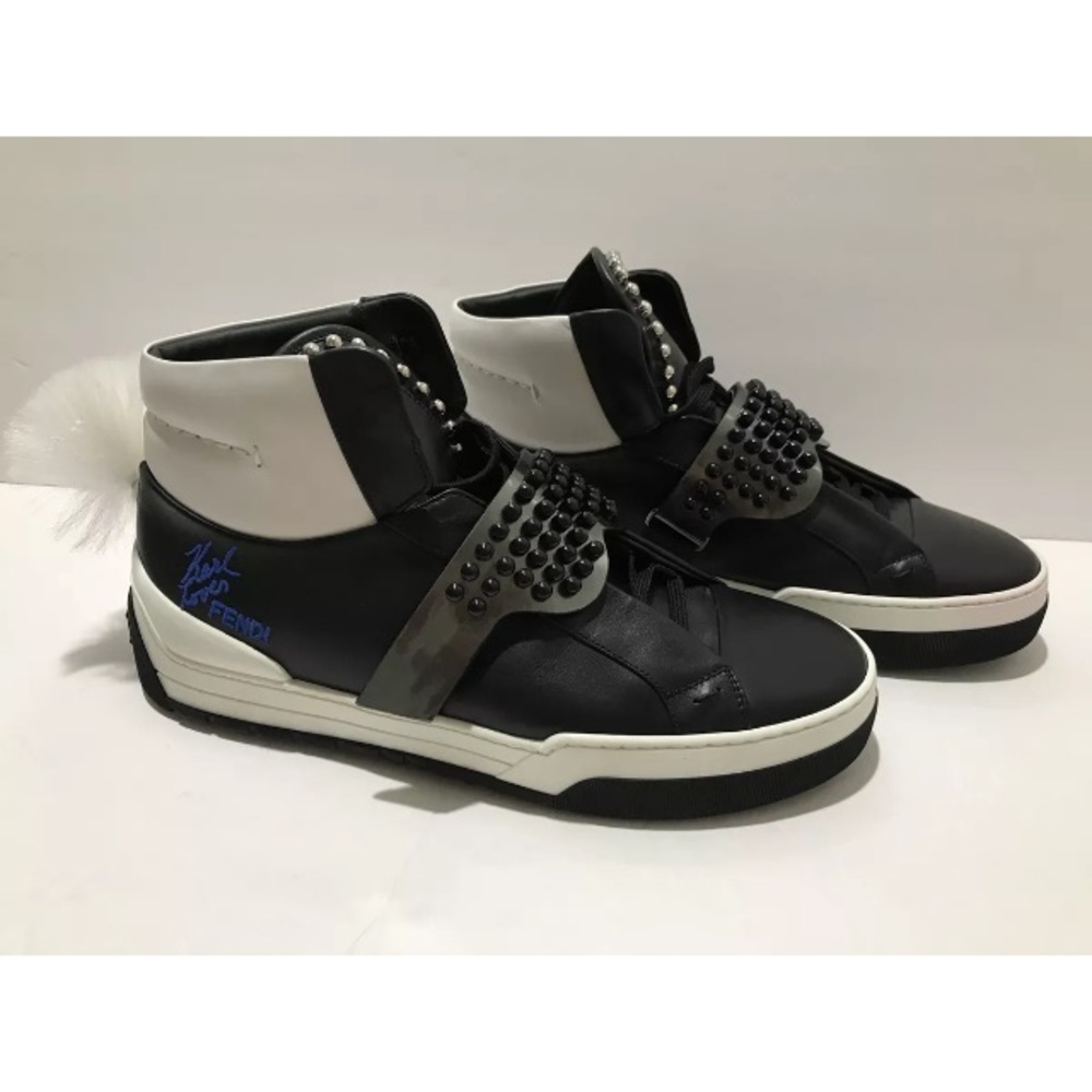 Fendi karlito High Top Sneakers black white 9